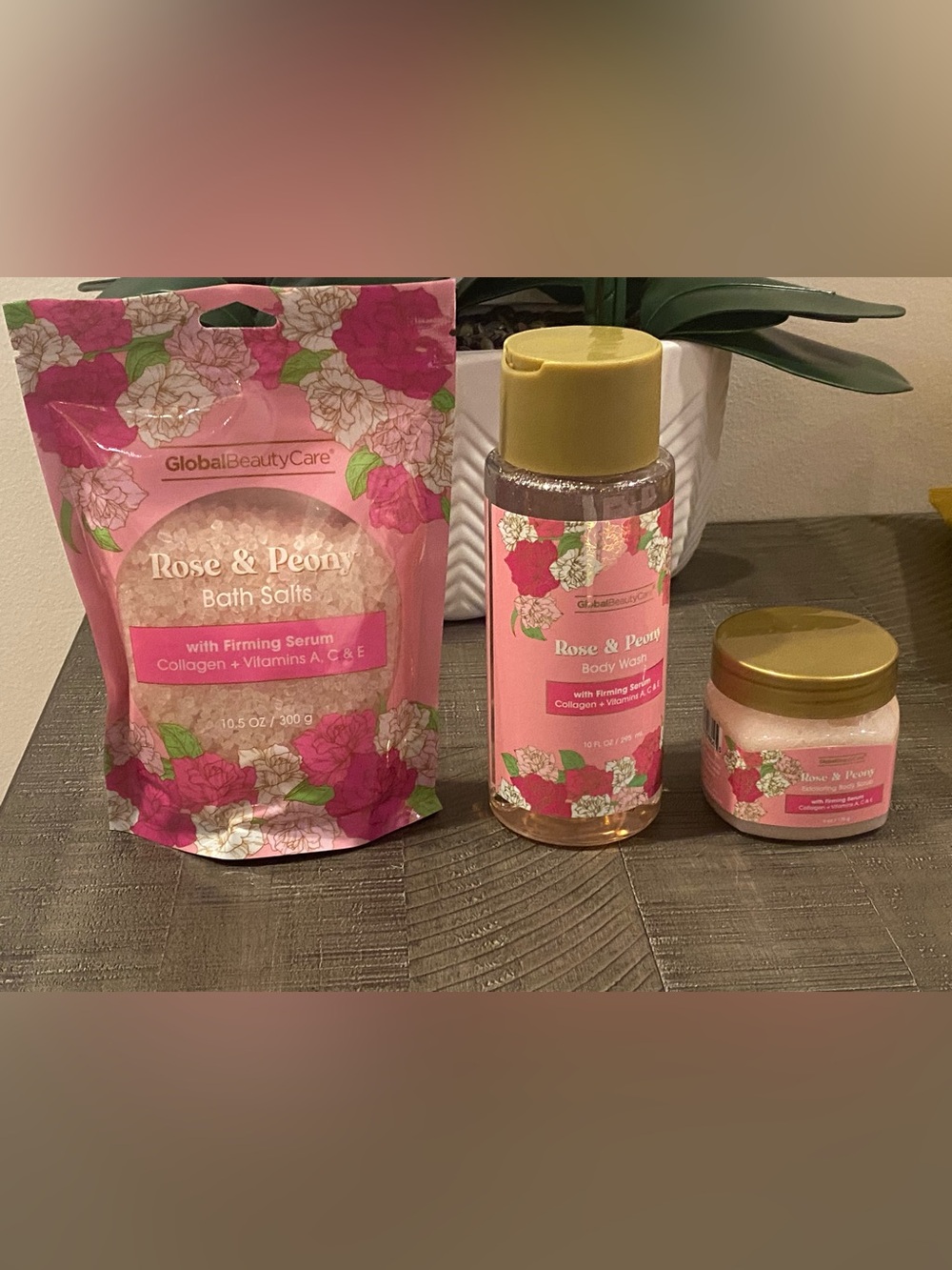Global beauty care body care set rose & peony 3 pieces